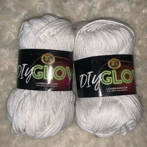 2  Lion Brand Yarn DIY Glow Cozy Yarn, Natural Ecru 71yds Ea